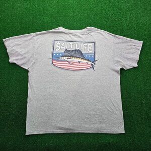 Salt‎ Life Tshirt Mens XL Gray Short Sleeve Freedom Sail USA Patriotic Fishing
